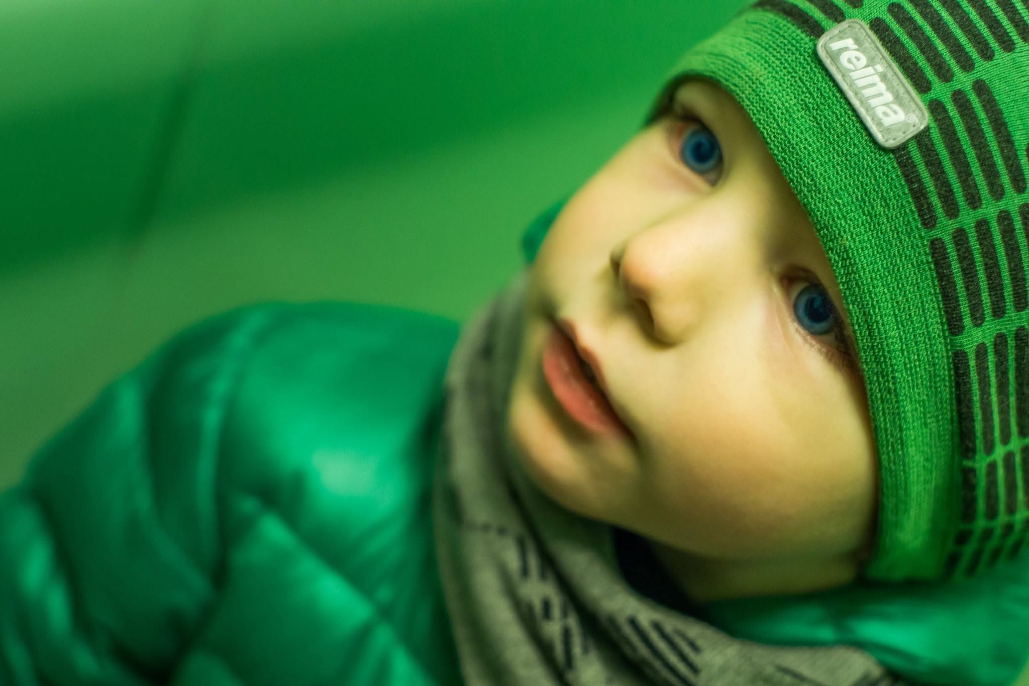 Close-up of a child in winter gear